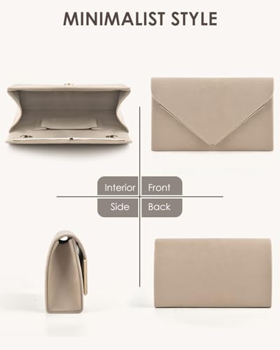 ERKOON Clutch Für Hochzeit, Clutches Abendtasche Unterarmtasche Tasche formelle Party-Handtasche für Hochzeit, Party, Cocktail, Abschlussball, Umhängetasche, Wildlederimitat mit abnehmbarer Kette