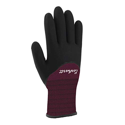 Carhartt Women's Thermal Full Coverage Nitrile Grip Glove, Deep Wine, S