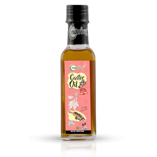 Image of Nutriorg Organic Castor Oil 200 ml (Pack of 2 * 100 Each) | With Deep Nourishing Properties | Can be used for Hair & Skin
