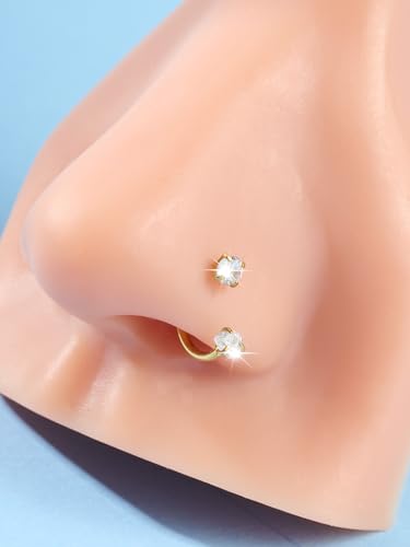 MODRSA Horseshoe Nose Ring 18g Silver Gold Nose Hoops for Women Half Hoop Earring Hoops Horse Shoe Daith Tragus Earring Hoop Helix Piercing Jewelry Double Gem Horseshoe Septum Ring 18gauge 8mm3