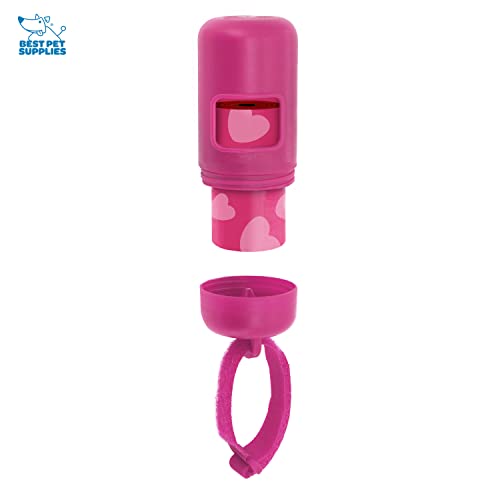 Image of Best Pet Supplies Dog Poop Bag Holder Leash Attachment Reusable Dispenser for Travel, Walking, Park, and Outdoor Use, Durable with Clip-On - Fuchsia, Pack of 2