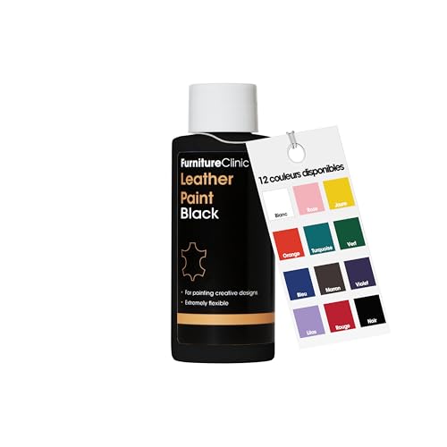 Furniture Clinic Peinture pour cuir - Pour peindre tous les cuirs : chaussures, sacs à main, vêtements, etc. Flexible et durable (noir, 50 ml)