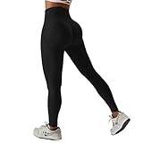 EFRJUWI Mallas de Cintura Alta sin Costuras for Mujer, Medias Entrenamiento con realce glúteos, Pantalones Yoga, Trajes Gimnasio, Ropa Fitness(Black,S)