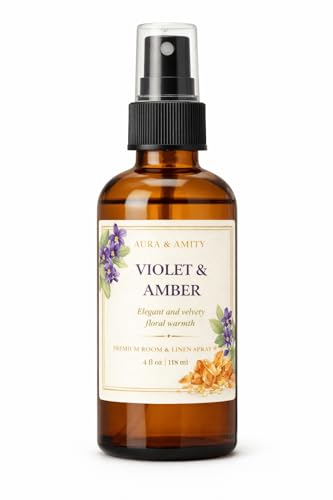 Image of Aura & Amity Premium Room & Linen Spray - Handmade Luxury Fabric & Home Fragrance Mist, Long-Lasting, Made in USA (Violet & Amber)