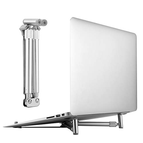 Portable Laptop Stand, Adjustable Laptop Riser, Ergonomic Notebook Holder Desk Aluminum Cooling Foldable X-Shape Stand for MacBook Pro, Dell, and More 12-17 Inches Laptop, Sliver