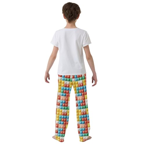 Pajama Bottoms, Pajamas Pant Building Brick Blocks Lounge Wear Casual Colorful Sleep Long Pants Soft Pjs Sleepwear3