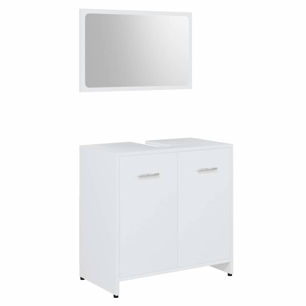 Ensemble de 3 meubles de salle de bain en bois blanc avec armoire haute