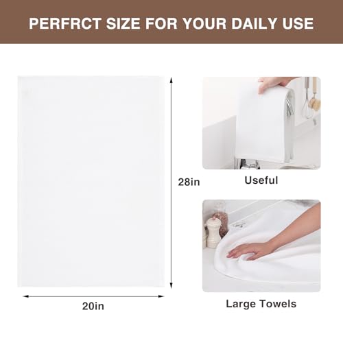 Image of Homaxy 100% Cotton Oversized Waffle Weave Kitchen Dish Towels, Ultra Soft Absorbent Quick Drying Cleaning Towel, 20 x 28 Inches, 6-Pack, White