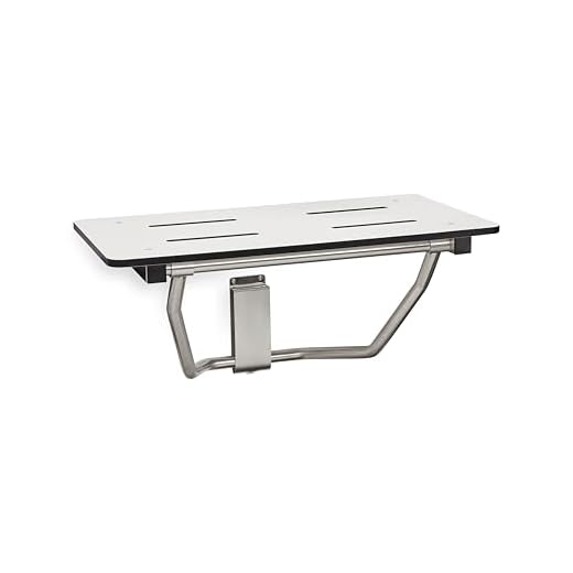 Seachrome 30 x 15 White Folding Shower Bench Seat, ADA Bathroom Safety, Wall-Mount, Transfer Bench