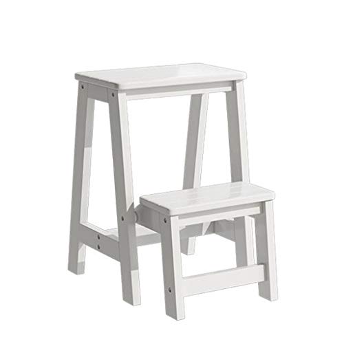 Taburete Plegable Blanco Madera Marca JHome-escalera