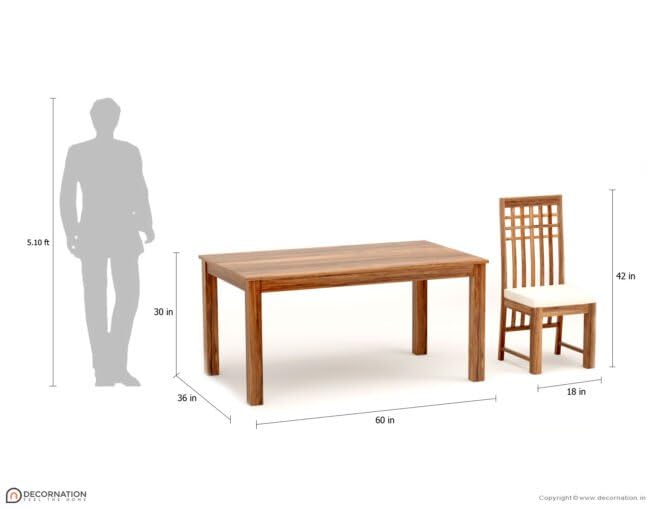 Image of DecorNation Maebry Solid Wooden 6 Seater Dining Table Set with Chairs | Rectangular Dining Table | Premium Craftsmanship | Modern Dining Furniture for Home