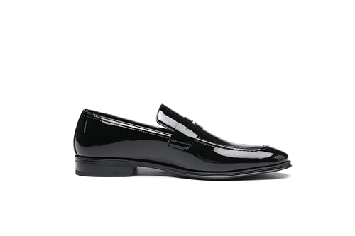Image of DECARSDZ Mens Slip-On Penny Loafer Casual Dress Shoes Black Wedding Formal Work Pointed Toe Men Tuxedo Shoes