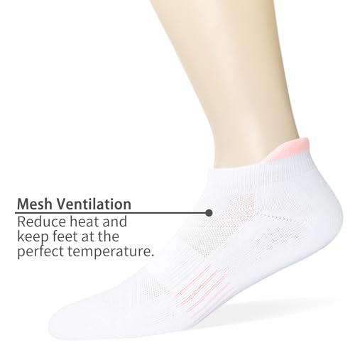 Image of Women's & Men's Breathable Athletic Running Low Cut Socks Cotton Cushioned Ankle Tab Socks, 5 Pairs