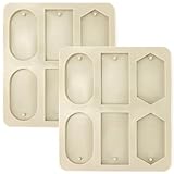QWORK Wax Silicone Molds Rectangle, 2 Pcs, Durable Epoxy Resin Molds with Hanging Holes for DIY Christmas Keychain, Jewelry Making, and Handicrafts
