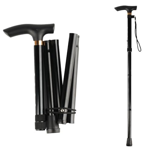 Bastones plegables para mujer, bastón plegable para hombres, color negro, resistente, 85 - 95 cm, telescópico, ajustable, para ancianos, agarre extensible y ergonómico