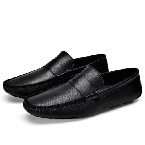 Men's Loafers Genuine Leather Round Toe Lightweight Anti-Slip Flat Heel Casual Fashion Slip-on2