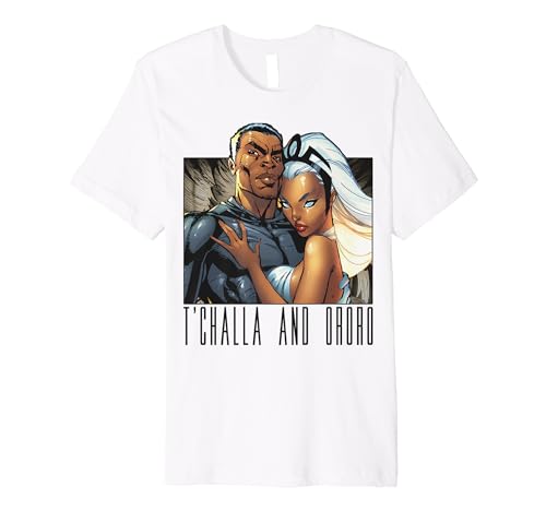 T-shirt Marvel T'Challa et Ororo haut de gamme avec portrait artistique durable
