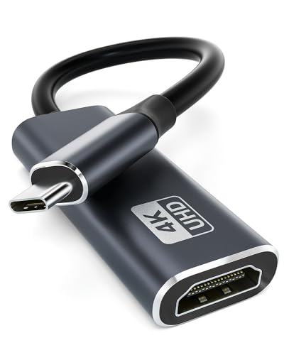 USB C auf HDMI Adapter, USB C HDMI 4K Adapter Kompatibel mit Thunderbolt 3/4, Video Audio Ausgang f&uuml;r iPhone 15/16/17, MacBook Pro/Air, Pixelbook, XPS,Galaxy S/Note, Surface Pro, Dell XPS