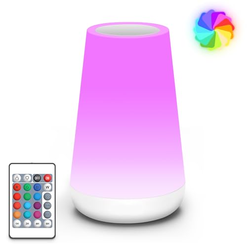Auxmir Lampe de Chevet, Veilleuse d'allaitement Nuit, Veilleuse Bébé Tactile avec 13 Couleurs RGB, 2500mAh Rechargeable USB, Lampe de Chevet sans Fil...