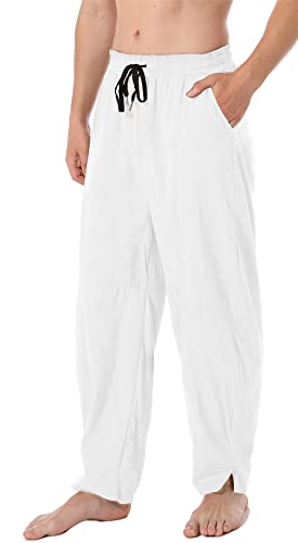 AITFINEISM Herren Casual Leinen Hosen Lose Weites Bein Yoga Leichte Strandhosen...