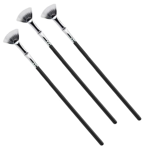 3 Pcs Black Mascara Fan Brush, Beginners Friendly Makeup Brushes and Tools