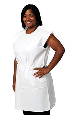 Pro Advantage P750333 Exam Gown, 3-Ply Tissue, 30" x 42", White, Traditional Front/Back Opening Pack of 50