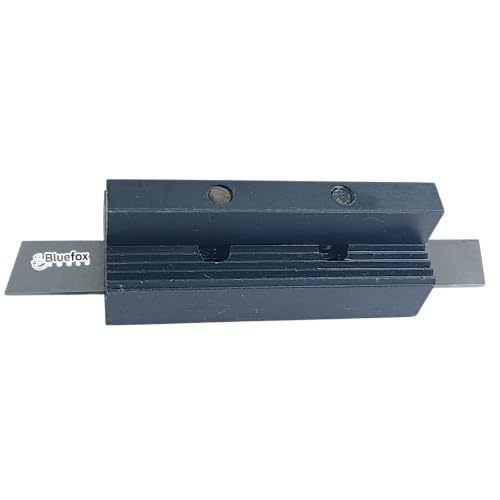 Image of 8mm Adjustable Lathe Parting Cut Off Tool Holder with 3 /32 inch x 1 /2 inch x 4 inch HSS Blade, Heavy Duty Steel, Front & Rear Tool Post Compatible for Mini & Bench Lathes | 3 /32 inch x 1 /2 inch x 4 inch Blade, Heavy Duty Steel, Front & Rear Post, Mini & Bench Lathes, Includes HSS Blade