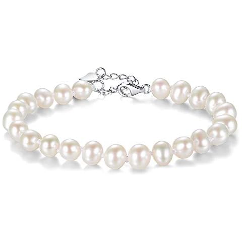 VIKI LYNN AAA 7-8mm Freshwater Cultured Pearl Bracelet for Women Adjustable Chain Wedding Anniversary Jewelry 17cm Cover