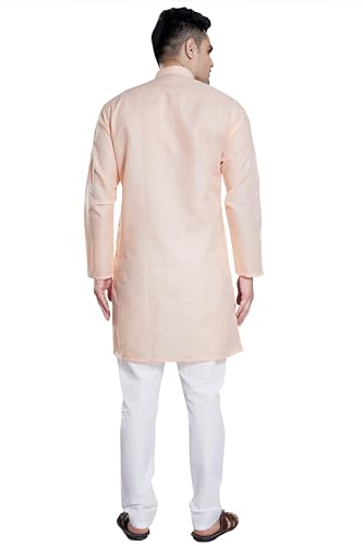 Image of DIVISIVE Men's Plain Cotton Blend Linen Slim Fit Kurta Pyjama Set