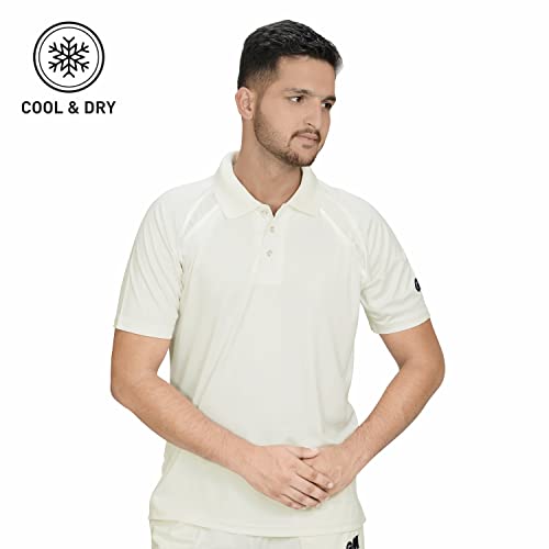 Image of GM 7205 Half Sleeve Polyester Cricket Shirt Size 30 (White /Navy)