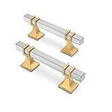 Lepatape 25 Pack 3 Inch Cabinet Pulls Brushed Nickel and Gold Cabinet Handles, Brushed Nickel Drawer Pulls Square Kitchen Cabinet Handles Gold Pulls Kitchen Hardware