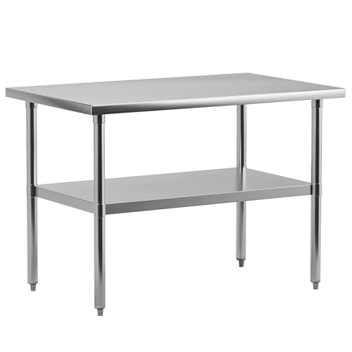 KYBOLT 24" x 36" Stainless Steel Work Table NSF Certified Heavy Duty Commercial Kitchen Prep Table with Undershelf for Home, Restaurant, Hotel, Silver