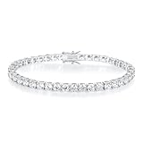 Gemsme 18K White Gold Plated 3.0mm Cubic Zirconia Classic Tennis Bracelet 7.5 Inch