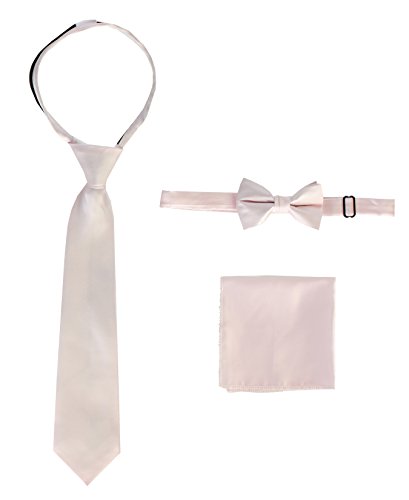 Image of Gioberti Boy's Long Sleeve Dress Shirt + Solid Tie, Bow Tie, and Hanky