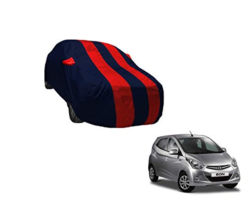 Image of Auto Hub Car Cover Compatible with Eon with Weather Proof, Mirror Pocket, Triple Stitched, Eon Car Cover- Navy-Red