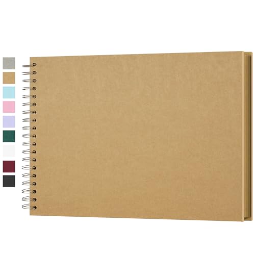 Yopih Álbum de Fotos Scrapbooking DIY 28x20,5 cm Papel Kraft Rígido con 20 Hojas, Libro de Recuerdos Fotográficos, Marrón