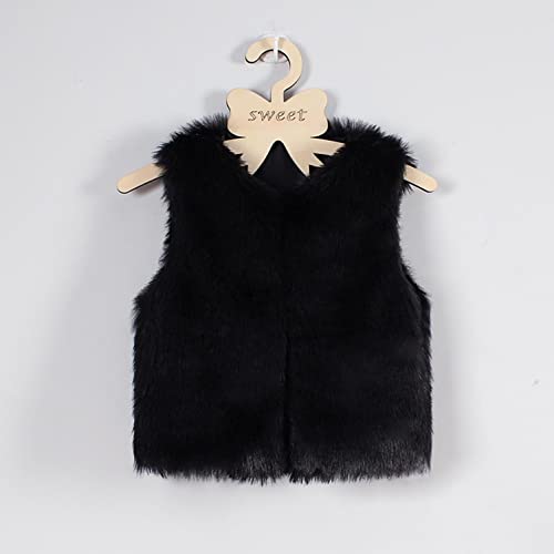 Moonker Girls Faux Fur Waistcoat For 3-8 Years Old,Baby Girls Children Kids Winter Warm Clothes Thick Vest Coat Outwear (6-7 Years Old, Black) #TOP6