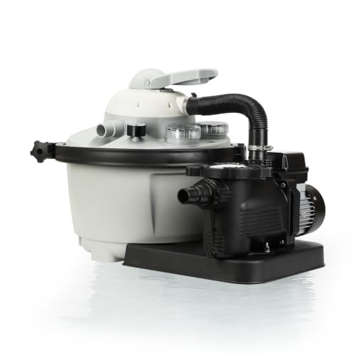 STARMIST Sand Filter Pump for Above Ground Pool 15 Large Opening Filter Tank with AQUALOON Filter Balls Pool Pump and Filter Combo Timer Prefilter Basket 7-Way Valve Up to 12 000 Gallons