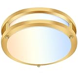 hykolity 13 inch Flush Mount LED Ceiling Light Fixture, 2700K/3000K/3500K/4000K/5000K Adjustable Ceiling Lights, Gold Saturn Dimmable Lighting for Hallway Bathroom or Kitchen ETL Listed 1Pack