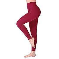 SINOPHANT High Waisted Leggings for Women, Buttery Soft Elastic Opaque Tummy Control Leggings, Plus Size Workout Gym Yoga(Wine red1,S-M)