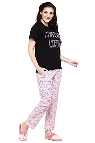Image of Evolove Women's Cotton Round Neck Short SleevesNight Suit Set /Top Pyjama Set Super Soft Comfortable (Nightsuit-Round-HS-4)