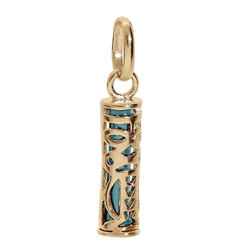 1001 Bijoux Pendentif plaqué or tiki 13mm tendresse amour résine couleur turquoise + écrin (offert)