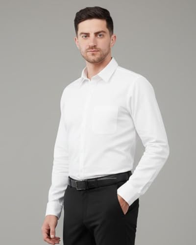 Image of SaintX Men's Formal Shirt with Pocket | Oxford Weave Cotton Rich Premium Fabric | Smart Fit | Full Sleeve | Everyday Summer Essential | Available in Plus Sizes
