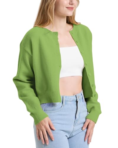 Image of Balimtoy Womens Cropped Cardigan Long Sleeve Button Up Sweaters
