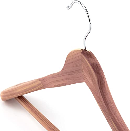 Hangerworld, 10 natuurkleurige houten kleerhangers met antislip broekstang, 45 cm, 10 stuks