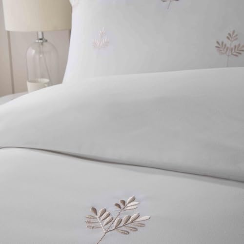 Housse de couette brodée feuille en polyester recyclé durable Serene - 3