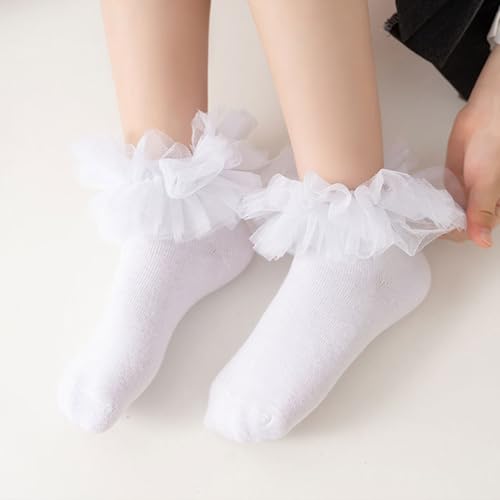 Pack Of 1 Pair Lace Socks For Girls Aged 1 To 10+ Years Soft Breathable Cotton Hosiery Comfortable Dancing Elastic School4
