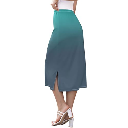 Plum Side Slit Midi Skirts Womens Pencil Straight Skirt High Waist Stretch Beach Skirts3