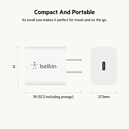 Belkin 20 Watt Usb C Wall Charger - Usb Type C Charger Fast Charging For Apple Iphone 14, 14 Pro, 14 Pro Max, 13, 13 Pro, 13 Pro Max, Galaxy S21 Ultra, Ipad, Airpods & More - Usbc Charger (1-Pack) #TOP5