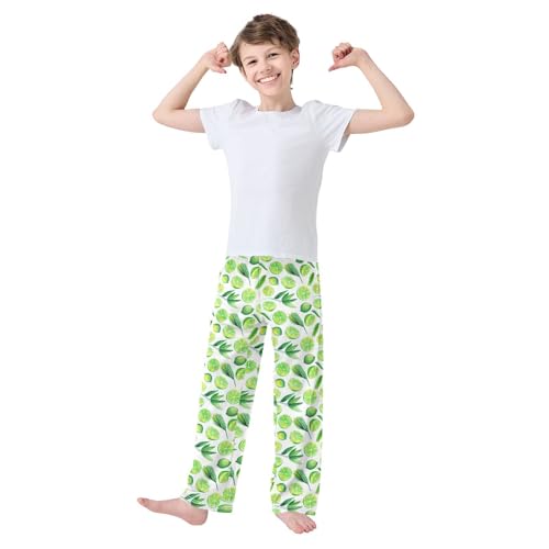 Boys' Pants Green Lemon Fruit Long Bottoms Jogger Pants Elastic Waist Trousers with Pockets S-XL2